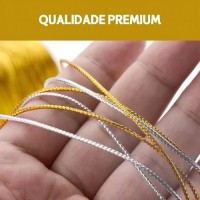 Cordão Fio Dourado ou Prata 1mm com 20 metros