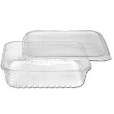 Pote PP Retangular c/tampa - 24 unidades - Transparente - 250ml