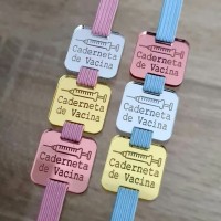Passante Tag Finalizador 2.5cm ( Caderneta Vacina ) - Acrilico Espelhado - Pacote c/ 5 unidades