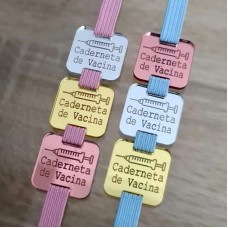 Passante Tag Finalizador 2.5cm ( Caderneta Vacina ) - Acrilico Espelhado - Pacote c/ 5 unidades