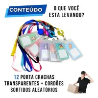 Porta Crachá Com Cordão Retratil - Pacote com 12 - sortido Porta Crachá Com Cordão Retratil - Pacote com 12 - sortido