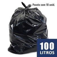 Saco de Lixo Preto - 100 Lts - 75x90x0,6 - 10 unidades