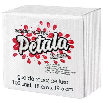 Guardanapo de Papel 18x19,5cm Pétala Branca 100 Unidades