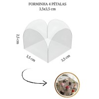 Forminha para Doces 4 Pétalas Arrendodada - c/ 50 Transparente - Acetato