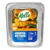 Assadeira retangular Descartável Alumínio - Mello - 3 Lts - Unidade
