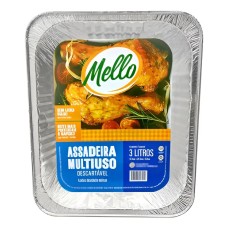 Assadeira retangular Descartável Alumínio - Mello - 3 Lts - Unidade Assadeira retangular Descartável Alumínio - Mello - 3 Lts - Unidade