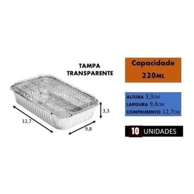 Marmita de Alumínio 220gr - M90 - c/10 unidades - Tampa Pet Marmita de Alumínio 220gr - M90 - c/10 unidades - Tampa Pet