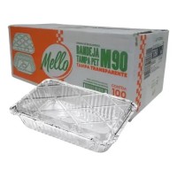 Caixa Marmita de Alumínio 220gr - M90 - c/100 unidades - Tampa Pet