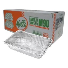 Caixa Marmita de Alumínio 220gr - M90 - c/100 unidades - Tampa Pet