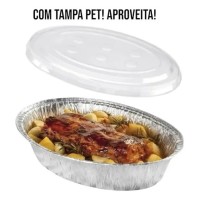 Assadeira Descartável Alumínio Oval 4 litros + tampa Pet - unidade
