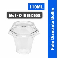 Embalagem G 671 - Cristal - Sobremesa 110ml c/ tampa diamante - pacote c/ 10 unidades