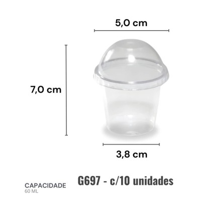 Embalagem G 697 Cristal 60ml c/ tampa bolha - pacote c/ 10 unidades