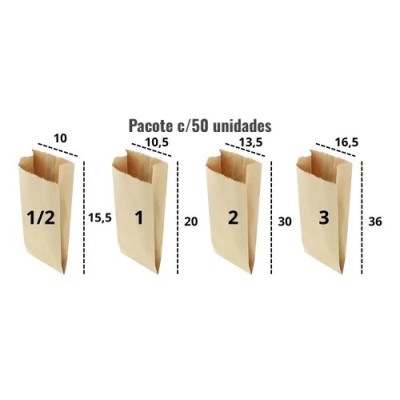 Saco Kraft de Papel - 50 unidades