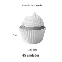 Forminha de Papel Branca - Cupcake - Pacote com 45 unidades