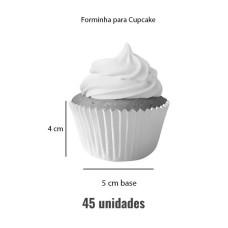 Forminha de Papel Branca - Cupcake - Pacote com 45 unidades
