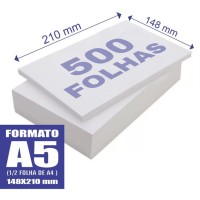 500 folhas - Papel - offset A5 - 90gr - Pacote 500  Folhas
