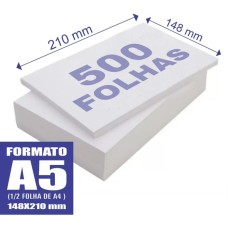 500 folhas - Papel - offset A5 - 90gr (15x21) - Pacote 500  Folhas
