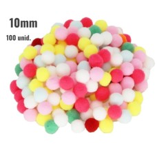 Pompom Poliéster  10mm - Colorido Cand - Pacote C/ 100 Unidades