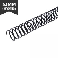 Espiral para Encadernação - 33mm - para 250 Folhas (plástico) - Pct 5 unidades