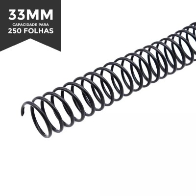 Espiral para Encadernação - 33mm - para 250 Folhas (plástico) - Pct 5 unidades