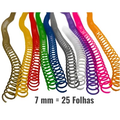 Espiral para Encadernação - 7mm - para 25 Folhas (plástico) - Pct 5 unidades Espiral para Encadernação - 7mm - para 25 Folhas (plástico) - Pct 5 unidades
