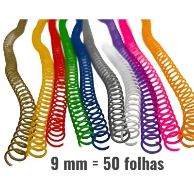 Espiral para Encadernação - 9mm - para 50 Folhas (plástico) - Pct 5 unidades Espiral para Encadernação - 9mm - para 50 Folhas (plástico) - Pct 5 unidades