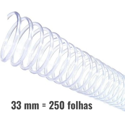 Espiral para Encadernação - 33mm - para 250 Folhas (plástico) - Pct 5 unidades Espiral para Encadernação - 33mm - para 250 Folhas (plástico) - Pct 5 unidades