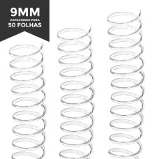 Espiral para Encadernação - 9mm - para 50 Folhas (plástico) - Pct 5 unidades