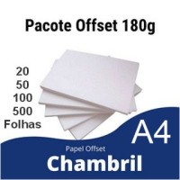 Papel Chambrill - offset A4 - 180gr - Pacote 20 - 50 - 100 ou 500 Folhas