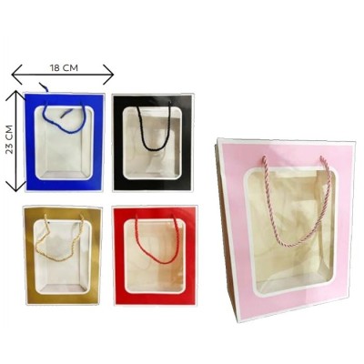 Sacola para Presente 23x18 - Frente Transparente - unidade Sacola para Presente 23x18 - Frente Transparente - unidade