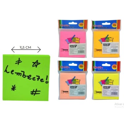 Bloco Adesivado Anotação - 76mmx76mm C/ 100 Folhas (tipo Post-it)