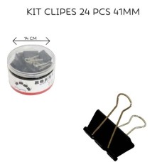 Prendedor de Papel Clip Binder 41mm Preto - Pote com 24 peças