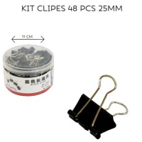 Prendedor de Papel Clip Binder 25mm Preto - Pote com 48 peças
