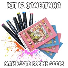 Kit Bobbie Goods + 12 Canetinhas Touch Marcador Ponta Dupla Sortido Kit Bobbie Goods + 12 Canetinhas Touch Marcador Ponta Dupla Sortido