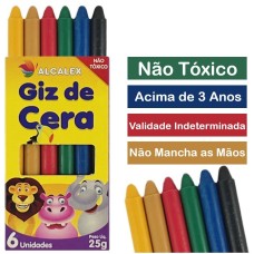Giz de Cera fino - 6 cores - Alcalex 25gr 