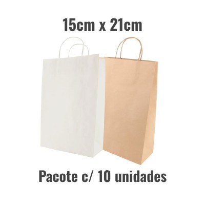 Bolsa de Papel 15x21x8 - Pacote 10 unidades