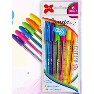Caneta Esferografica Color Pop- 6 cores - 1.0 Caneta Esferografica Color Pop- 6 cores - 1.0