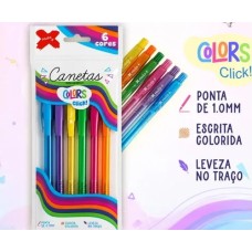 Caneta Esferografica Color Click - 6 cores - 1.0 Caneta Esferografica Color Click - 6 cores - 1.0