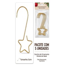 Gancho de ornamento - Estrela de Natal - C/ 5 unidades - 5cm