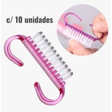 Mini Escovinha - Manicure Limpeza De Unha - Cor Rosa - 10 unidades