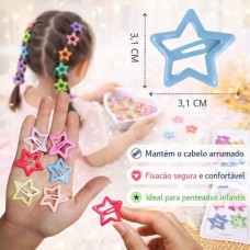 Presilha Tic Tac - Estrela Colorida - c/10 estrelinhas