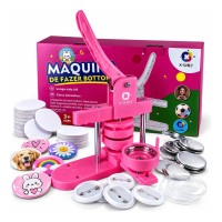 Máquina Fazer Bottons 58mm Rosa Kit Completo Com Brinde Máquina Fazer Bottons 58mm Rosa Kit Completo Com Brinde