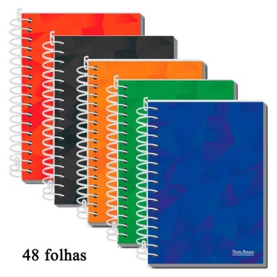 Caderneta 1/8 Espiral Capa Flexível 48Fls - Pacote com 20 sortido (Pauta Branca)