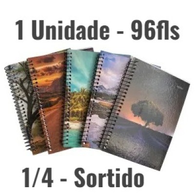 Caderno 1/4 Pequeno 96 Fls - Capa Dura - Espiral NEW Sortido - Unidade - Pauta Branca