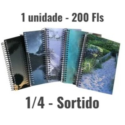 Caderno 1/4 Pequeno 200 Fls - Capa Dura - Espiral NEW Sortido - Unidade - Pauta Branca