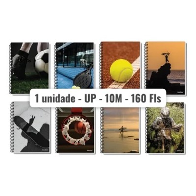 Caderno universitário - Capa Dura - 10 materias - espiral 160 Fls - UP - Sortido