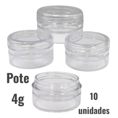 Pote 4g com tampa Cristal - Potinho de amostra - c/ 10 unidades
