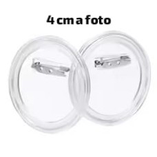 Botton Crachá 4 cm redondo transparente - porta foto - unidade (10 ou + no PIX R$ 1,25 cada)