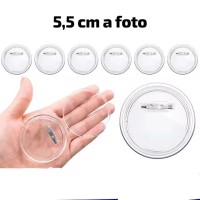 Botton Crachá 5,5 cm redondo transparente - porta foto - unidade (10 ou + no PIX R$ 1,62 cada)
