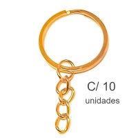 Argola Para Chaveiro 24mm Dourado - Pacote c/10 unidades
